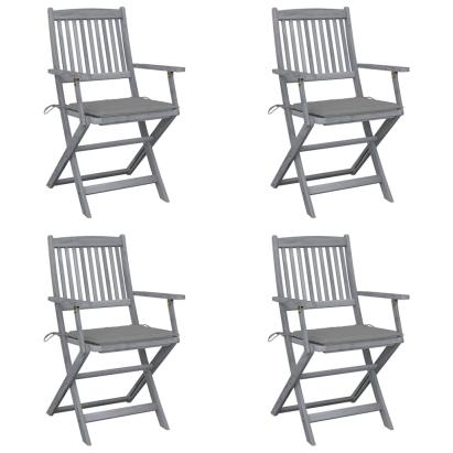 Scaune pliabile de exterior cu perne, 4 buc., lemn masiv acacia GartenMobel Dekor