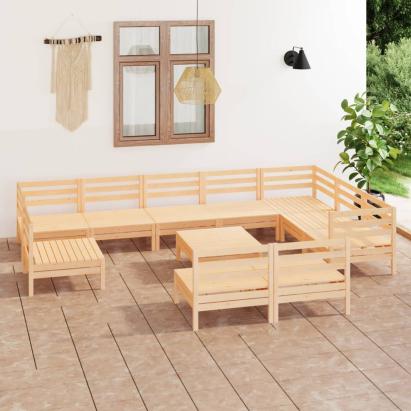 Set mobilier de grădină, 11 piese, lemn masiv de pin GartenMobel Dekor