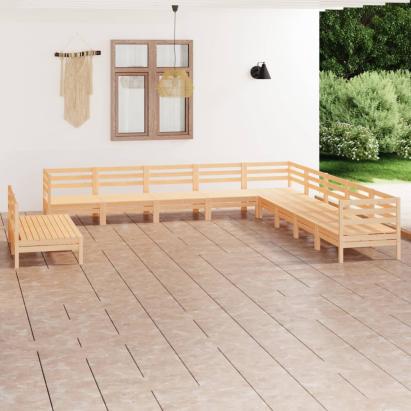 Set mobilier de grădină, 11 piese, lemn masiv de pin GartenMobel Dekor