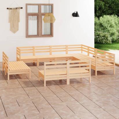 Set mobilier de grădină, 11 piese, lemn masiv de pin GartenMobel Dekor