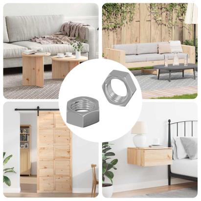 Piulițe hexagonale 2 pcs Argintiu M6 Oțel GartenMobel Dekor