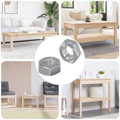 Piulițe hexagonale 2 pcs Argintiu m8 Fier GartenMobel Dekor