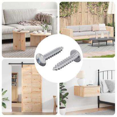 Șuruburi din Lemn 2 pcs Argintiu M4 x 20 mm Oțel GartenMobel Dekor