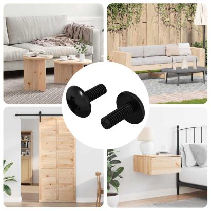 Șuruburi cu manșon 2 pcs Negru M4 x 10 mm Oțel GartenMobel Dekor