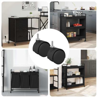 Roți 2 pcs Negru 40,1 x 40,1 x 37,8 mm PP și fier GartenMobel Dekor