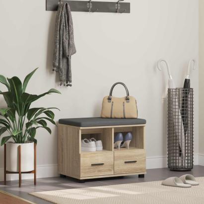 Bancă pentru hol cu pernă Stejar Sonoma 60 x 38 x 46 cm GartenMobel Dekor