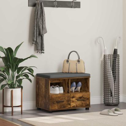 Bancă pentru hol cu pernă Stejar fumuriu 60 x 38 x 46 cm GartenMobel Dekor