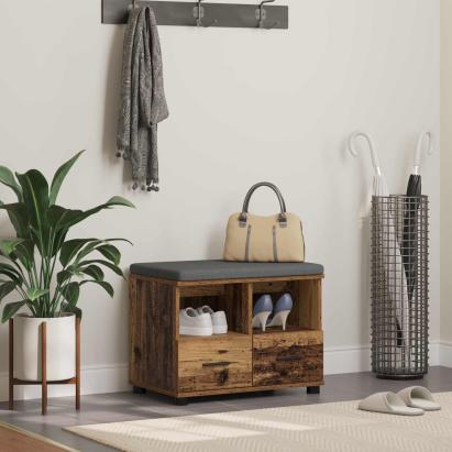 Bancă pentru hol cu pernă cu sertar Lemn vechi 60 x 38 x 46 cm GartenMobel Dekor