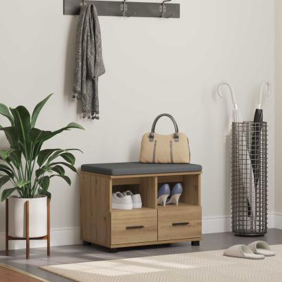 Bancă pentru hol cu pernă Stejar Artizanal 60 x 38 x 46 cm GartenMobel Dekor