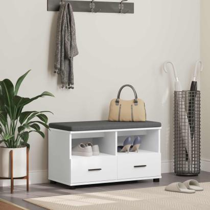 Bancă pentru hol cu pernă cu sertar Alb 80 x 38 x 46 cm GartenMobel Dekor