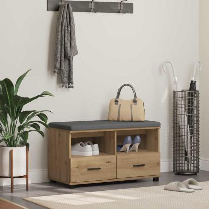 Bancă pentru hol cu pernă Stejar Artizanal 80 x 38 x 46 cm GartenMobel Dekor