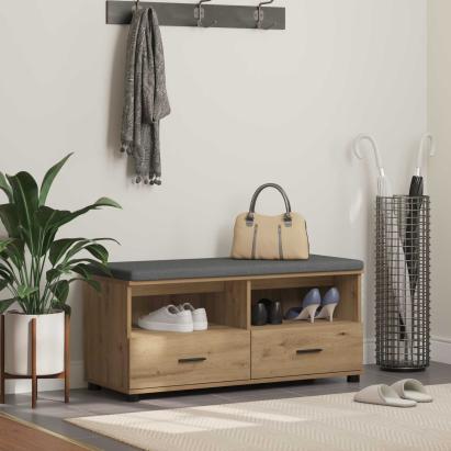 Bancă pentru hol cu pernă Stejar Artizanal 100 x 38 x 46 cm GartenMobel Dekor