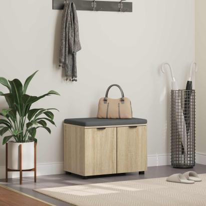 Bancă pentru hol cu pernă cu ușă Stejar Sonoma 60 x 38 x 46 cm GartenMobel Dekor