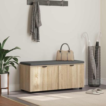 Bancă pentru hol cu pernă cu ușă Stejar Sonoma 100 x 38 x 46 cm GartenMobel Dekor