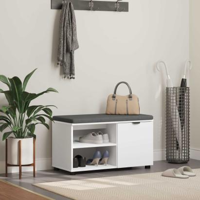 Bancă pentru hol cu pernă Simplu Alb 80 x 38 x 46 cm GartenMobel Dekor