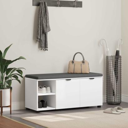 Bancă pentru hol cu pernă Simplu Alb 100 x 38 x 46 cm GartenMobel Dekor