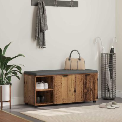 Bancă pentru hol cu pernă Simplu Lemn vechi 100 x 38 x 46 cm GartenMobel Dekor