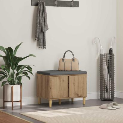 Bancă pentru hol cu pernă Stejar Artizanal 60 x 38 x 46 cm GartenMobel Dekor