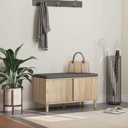 Bancă pentru hol cu pernă cu ușă Stejar Sonoma 60 x 38 x 46 cm GartenMobel Dekor