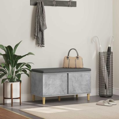 Bancă pentru hol cu pernă cu ușă Gri din beton 60 x 38 x 46 cm GartenMobel Dekor
