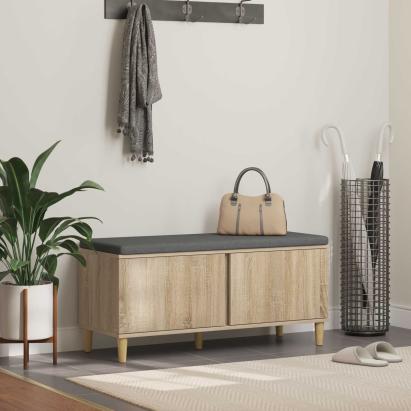 Bancă pentru hol cu pernă cu ușă Stejar Sonoma 60 x 38 x 46 cm GartenMobel Dekor