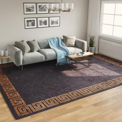 Covor lavabil, negru și auriu, 400x300 cm, anti-alunecare GartenMobel Dekor