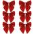 Set 6 ornamente pentru bradul de Craciun, fundita, 8cm, rosu cu sclipici Household NewTrend
