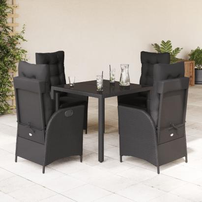 Set mobilier de grădină cu perne, 5 piese, negru, poliratan GartenMobel Dekor
