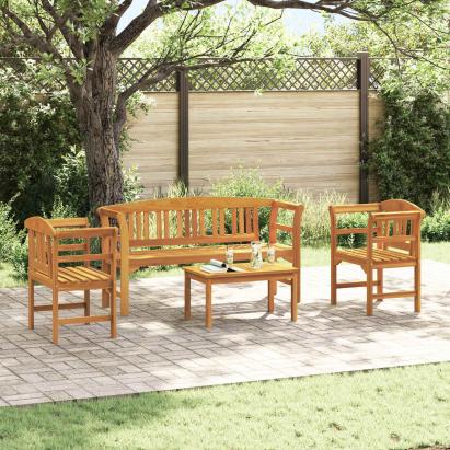 Set de Mobilier cu pernă 4 pcs natural Lemn Solid de Acacia GartenMobel Dekor