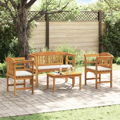 Set de Mobilier cu pernă 3 pcs natural Lemn Solid de Acacia GartenMobel Dekor