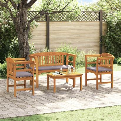 Set de Mobilier cu pernă 3 pcs natural Lemn Solid de Acacia GartenMobel Dekor