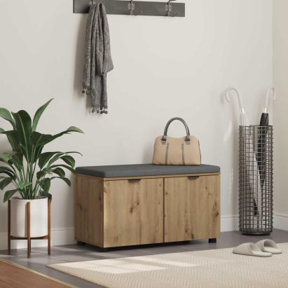 Bancă pentru hol cu pernă Stejar Artizanal 80 x 38 x 46 cm GartenMobel Dekor