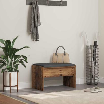 Bancă pentru hol cu pernă Lemn vechi 60 x 38 x 46 cm GartenMobel Dekor