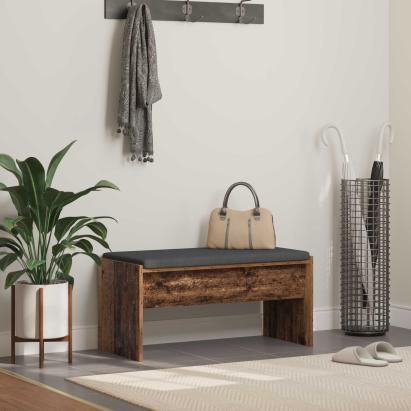 Bancă pentru hol cu pernă Lemn vechi 80 x 38 x 46 cm GartenMobel Dekor