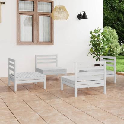 Set mobilier de grădină, 4 piese, alb, lemn masiv de pin GartenMobel Dekor