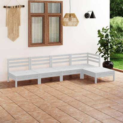 Set mobilier de grădină, 5 piese, alb, lemn masiv de pin GartenMobel Dekor