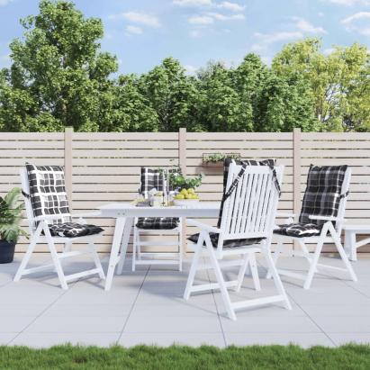 Perne scaun cu spătar înalt, 4 buc., gri, carouri textil oxford GartenMobel Dekor