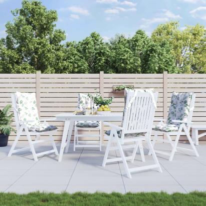 Perne de scaun spătar înalt, 4 buc, model frunze, textil Oxford GartenMobel Dekor