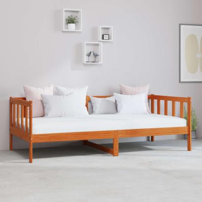 Pat de zi cu saltea Culoare Ceară Maro și Alb 90 x 200 cm GartenMobel Dekor