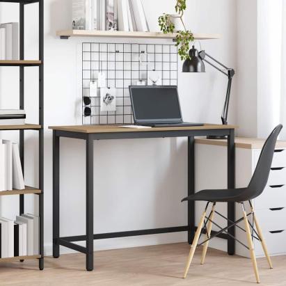 masă Stejar Artizanal 80 x 50 x 76,5 cm Lemn ingineresc și oțel GartenMobel Dekor