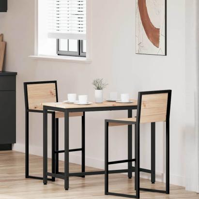 masă natural 100 x 50 x 77 cm Lemn ingineresc și oțel GartenMobel Dekor