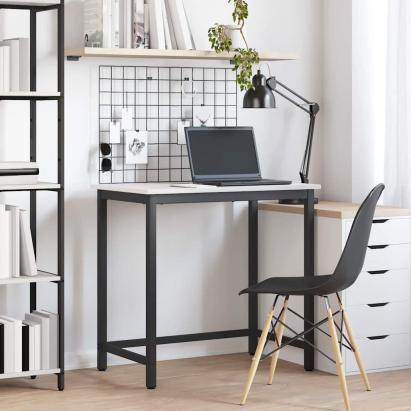 masă Alb 80 x 50 x 77 cm Lemn ingineresc și oțel GartenMobel Dekor