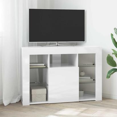 Șifonier LED pentru TV colțar Alb lucios 104 x 40 x 68 cm GartenMobel Dekor