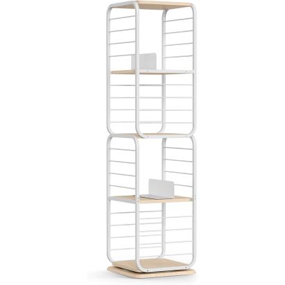 VASAGLE Biblioteca rotativa 360 grade, cadru metalic, cu 5 polite MDF, 43x43x158cm, alb Household NewTrend