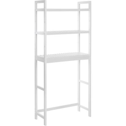 SONGMICS Raft de depozitare pentru baie, suprapunere peste masina spalat sau vas WC, din bambus, rafturi reglabile, 26x63x163 cm, alb Household NewTrend