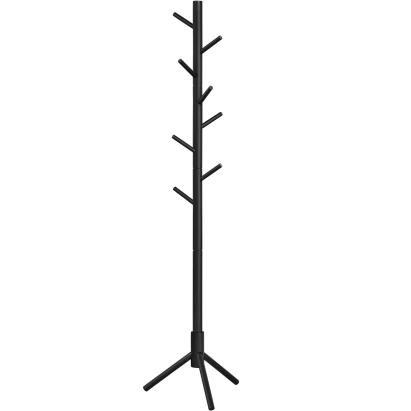 VASAGLE Cuier lemn masiv 47x47x175 cm, 8 carlige si inaltime reglabila, baza triunghiulara, negru Household NewTrend