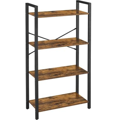 VASAGLE Biblioteca cu 4 etaje din lemn, cadru otel, stil industrial, 66x30x120cm, maro rustic Household NewTrend