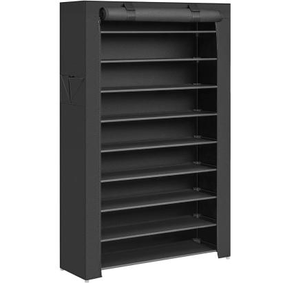 SONGMICS Raft pentru pantofi pe 9 nivele, pana la 50 de perechi pantofi, textil, 88x28x160cm, negru Household NewTrend