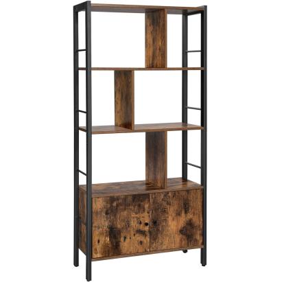VASAGLE Biblioteca cu 4 rafturi si dulap inferior cu 2 usi, stil industrial, 74x30x155cm, maro rustic Household NewTrend
