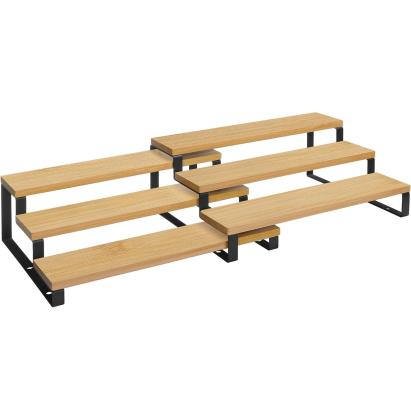 SONGMICS Raft de depozitare extensibil cu 3 nivele, bambus, stivuibil, 32x25x11cm, maro natur Household NewTrend